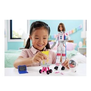 Barbie Astronaut Doll with White, Pink & Blue Flight Suit